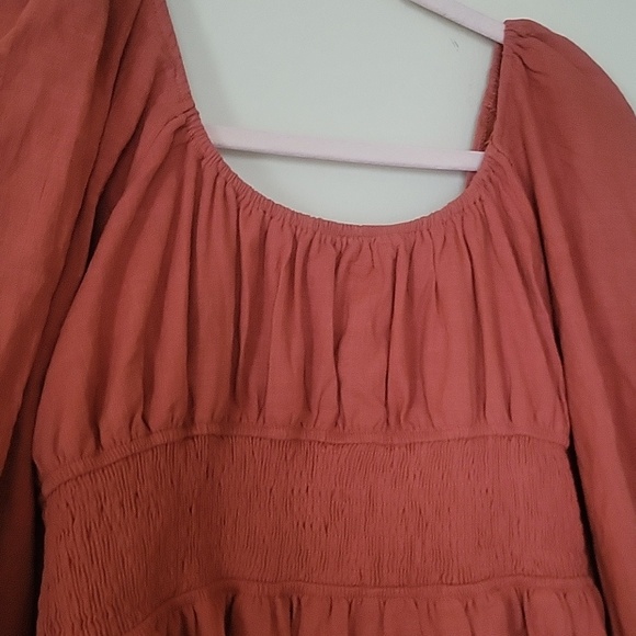 Women’s Rust Brown Smocked Waist Mini Dress - Picture 6 of 7